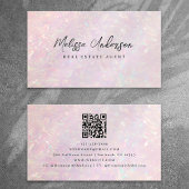 Pink Holographic QR Code Luxe Visitenkarte