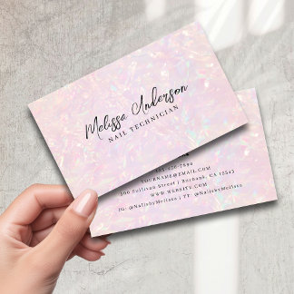 Pink Holographic QR Code Luxe Visitenkarte