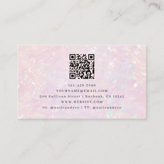 Pink Holographic QR Code Luxe Visitenkarte (Rückseite)