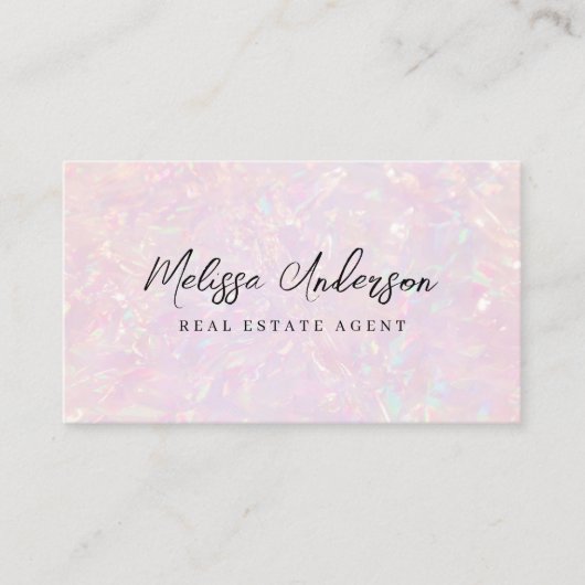 Pink Holographic QR Code Luxe Visitenkarte (Vorderseite)