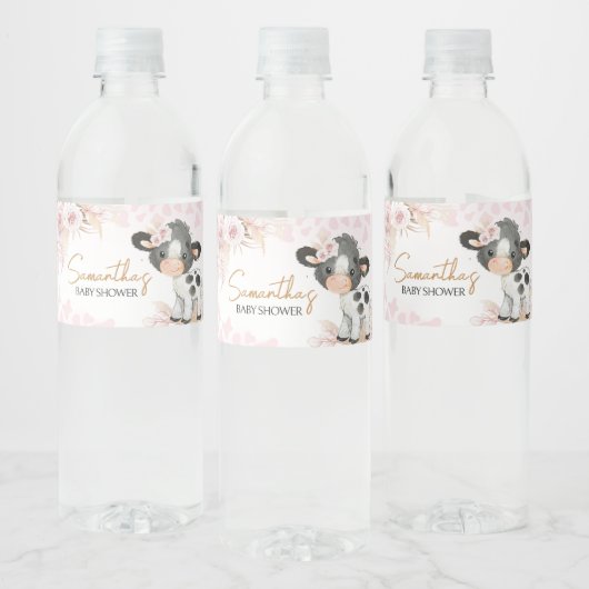 Pink Holy Cow Baby Dusche Wasserflaschenetikett (Flaschen)