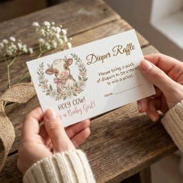 Pink Holy Cow Baby Shower Diaper Raffle Begleitkarte