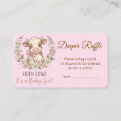 Pink Holy Cow Baby Shower Diaper Raffle Begleitkarte (Vorderseite)