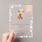 Pink Holy Cow Boho Dried Flower Baby Shower Acryleinladungen (Insitu (Handheld))