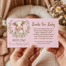Pink Holy Cow Books for Baby Shower Begleitkarte