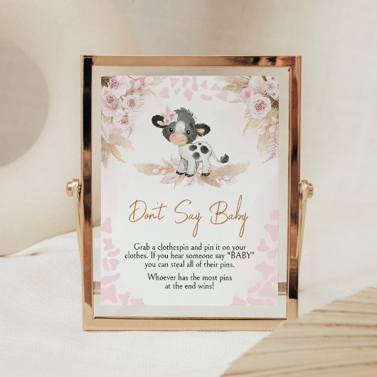 Pink Holy Kuh Babydusche Sprich nicht Baby Poster