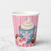 Pink Holz heiße Kakaowaschpüree Kinderdusche Pappbecher (Rückseite)