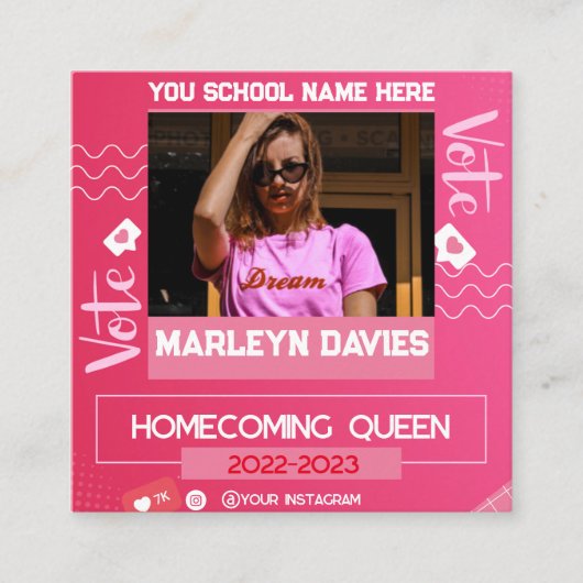 Pink Homecoming Queen Campaign Flyer Begleitkarte (Vorderseite)