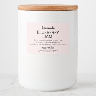 Pink Homemade Blueberry Jam Kitchen Pantry Lebensmitteletikett