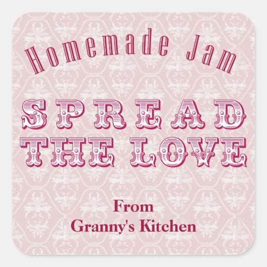 Pink Homemade Jam Canning Stickers (Vorderseite)