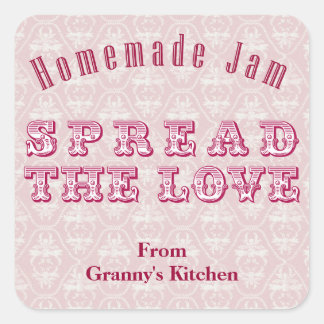 Pink Homemade Jam Canning Stickers