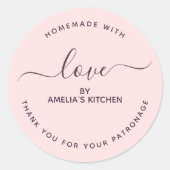 Pink Homemade with love thank you Sticker (Vorderseite)