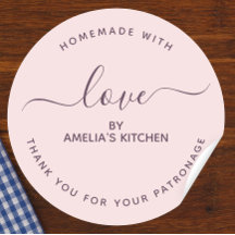 Pink Homemade with love thank you Sticker