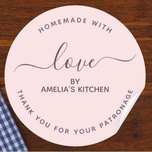 Pink Homemade with love thank you Sticker