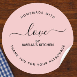 Pink Homemade with love thank you Sticker