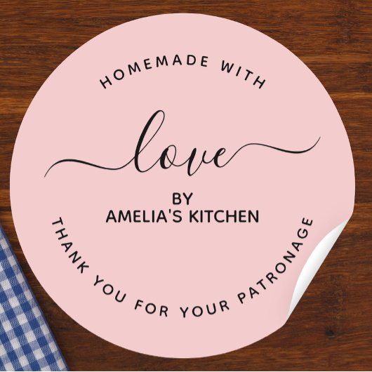 Pink Homemade with love thank you Sticker