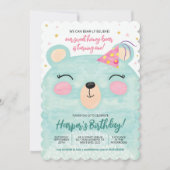 Pink Honey Bear Birthday Einladung (Vorderseite)