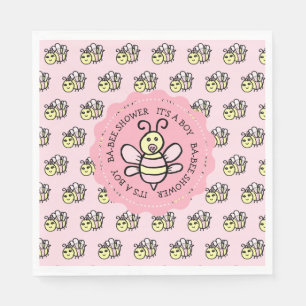 Pink Honey Bee Girl's Baby Shower Serviette
