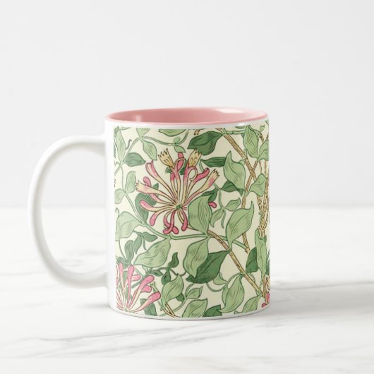 Pink Honeysuckle Vine William Morris Zweifarbige Tasse (Links)