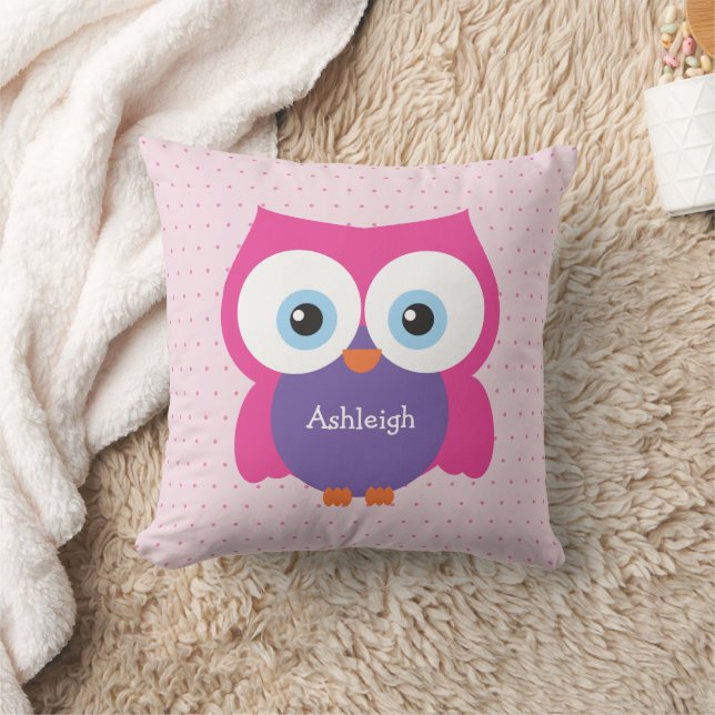 Pink Hoot Owl Cosy Forest Animal Accent Kissen (Decke)