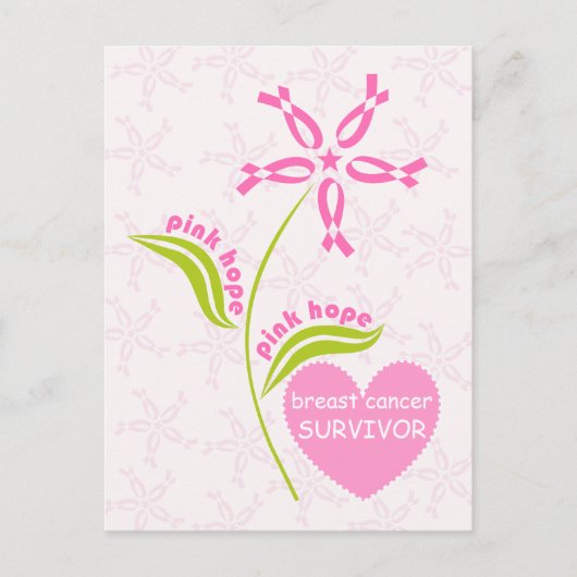 Pink Hope Breast Cancer Awareness Survivor Postkarte (Vorderseite)