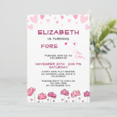 Pink-Hörer und -Blume zum Geburtstag Einladung (Stehend Vorderseite)