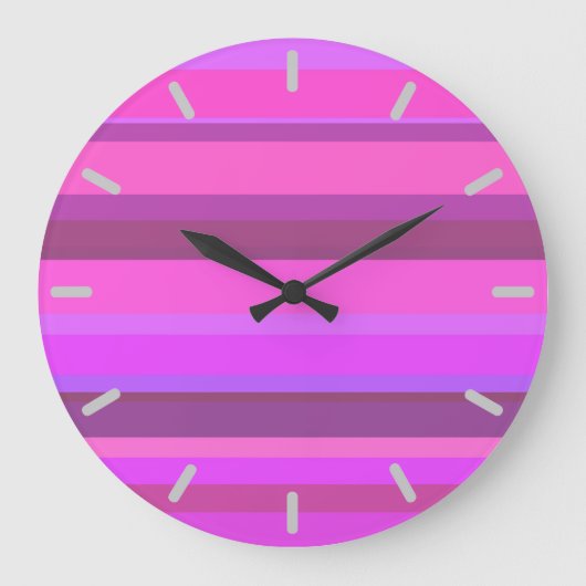 Pink horizontal stripes große wanduhr (Vorderseite)