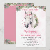 Pink Horse Girl Geburtstagsparty Einladung (Vorne/Hinten)