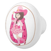 Pink Horseshoe Cowgirl Keramikknauf (Rechts)