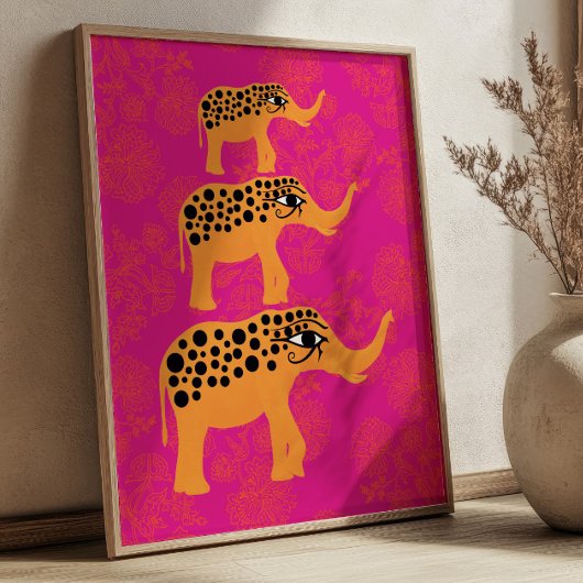 Pink Horus Eye Elephant Poster