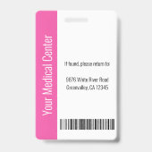 Pink Hospital Medical Employee Foto ID Ausweis (Rückseite)