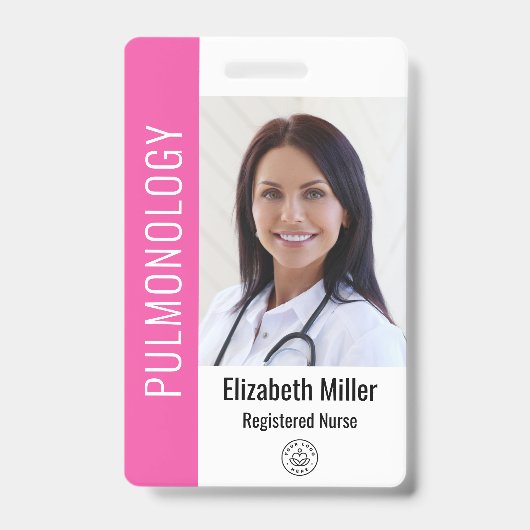 Pink Hospital Medical Employee Foto ID Ausweis (Vorderseite)