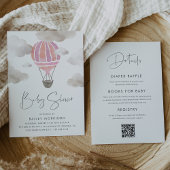 Pink Hot Air Ballon Alle in einem Baby Dusche Einladung