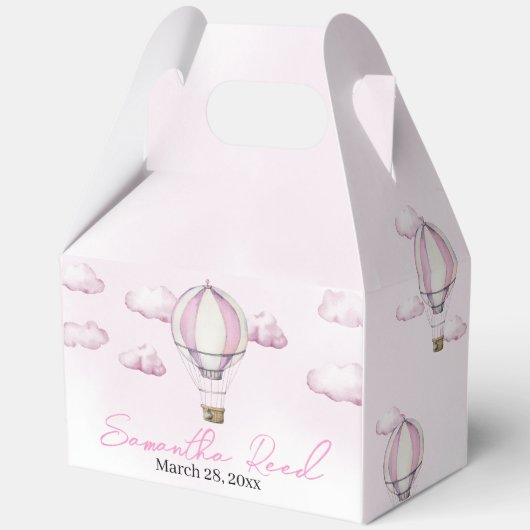 Pink Hot Air Ballon Baby Dusche Gefallen Box Geschenkschachtel (Vorderseite)