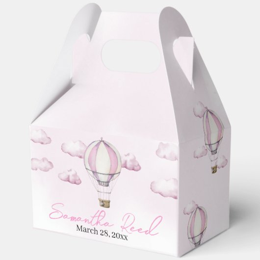Pink Hot Air Ballon Baby Dusche Gefallen Box Geschenkschachtel (Rückseite)