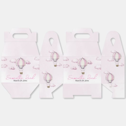 Pink Hot Air Ballon Baby Dusche Gefallen Box Geschenkschachtel (Ungeklappt)