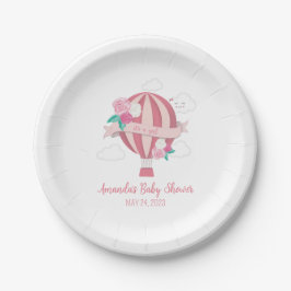 Pink Hot Air Ballon Baby Duschpapier Teller