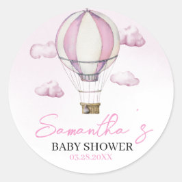 Pink Hot Air Ballon Babydusche Aufkleber