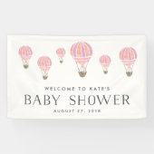 Pink Hot Air Ballon Babydusche Banner (Horizontal)