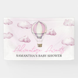 Pink Hot Air Ballon Babydusche Banner