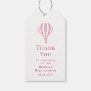 Pink Hot Air Ballon Babydusche Danke Geschenkanhänger