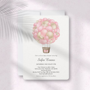 Pink Hot Air Ballon Babydusche Einladung
