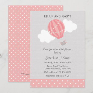 Pink Hot Air Ballon Babydusche Einladung