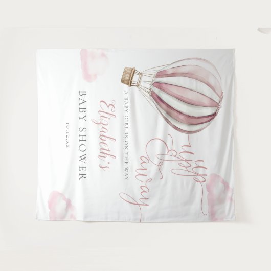 Pink Hot Air Ballon Babydusche Foto Hintergrund Wandteppich (Vorderseite (Horizontal))