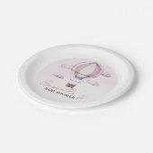 Pink Hot Air Ballon Babydusche Papierplatte Pappteller (Schrägansicht)