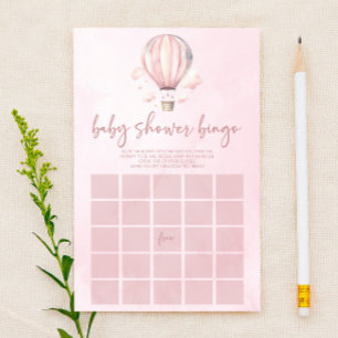 Pink Hot Air Ballon Bingo Baby Showspiel