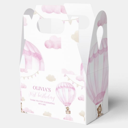Pink Hot Air Ballon Birthday Favor Box Geschenkschachtel (Geöffnet)