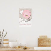 Pink Hot Air Ballon Birthday Poster (Küche)