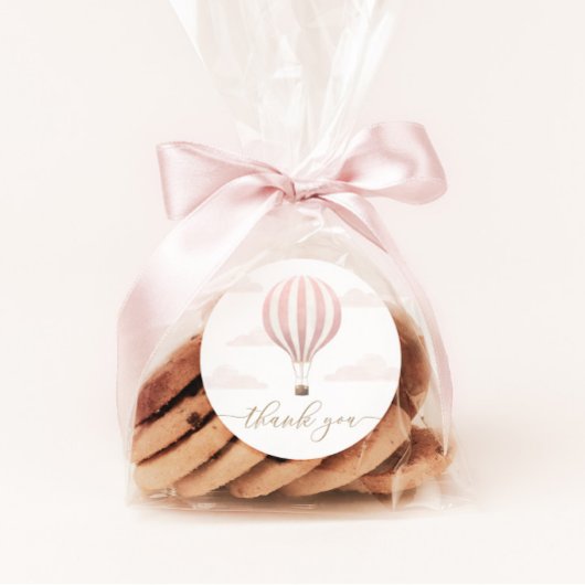 Pink Hot Air Ballon Birthday Runder Aufkleber