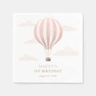 Pink Hot Air Ballon Birthday Serviette